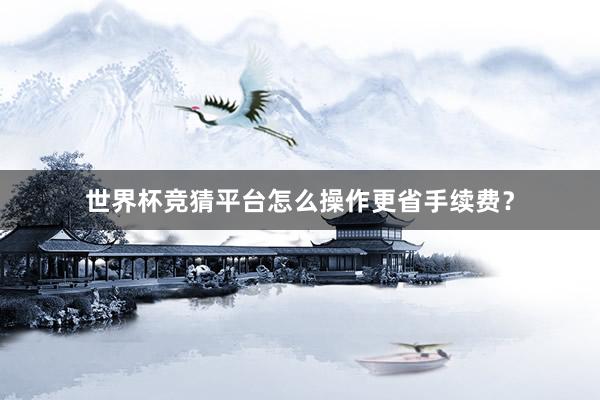 世界杯竞猜平台怎么操作更省手续费？