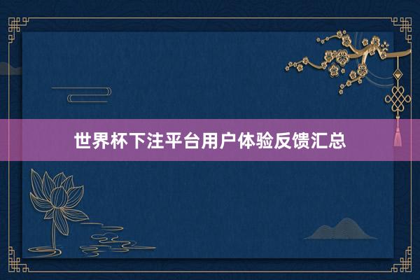 世界杯下注平台用户体验反馈汇总