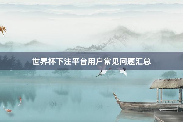 世界杯下注平台用户常见问题汇总